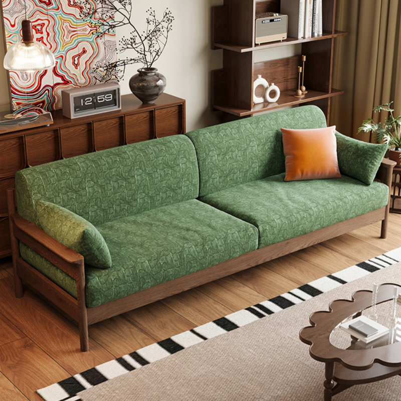 Solid Wood Chenille Straight Sofa