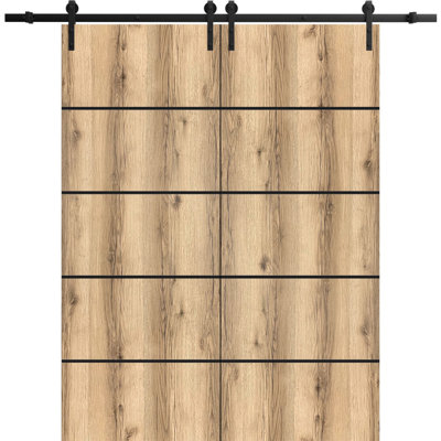 Solid + Manufactured Wood Paneled without Installation Hardware Kit Barn Door