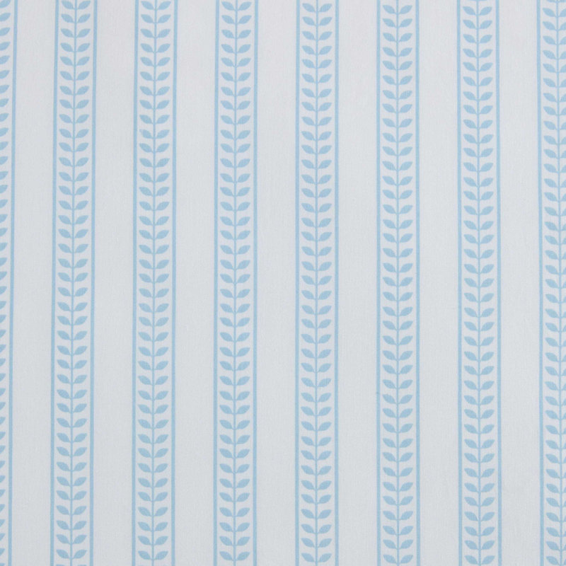 Martha Stewart Cotton Percale  Sheet Set, Queen Sheet Set with 2 Pillowcases, Leaf Stripe Blue