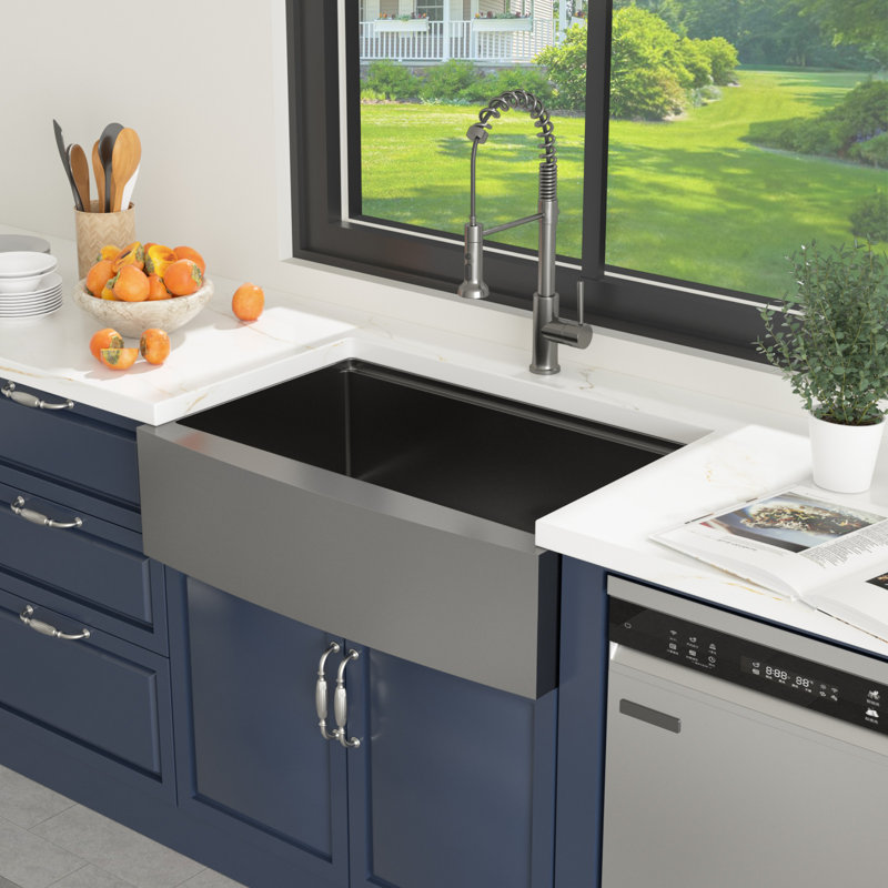 Évier de cuisine encastré à cuve simple de calibre 16 noir avec accessoires en acier inoxydable l 30 po x l 22 po avec accessoires