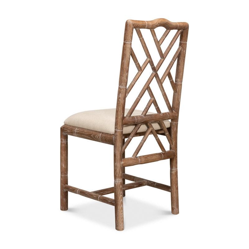 Brighton Fabric Cross Back Side Chair in Beige, Beige