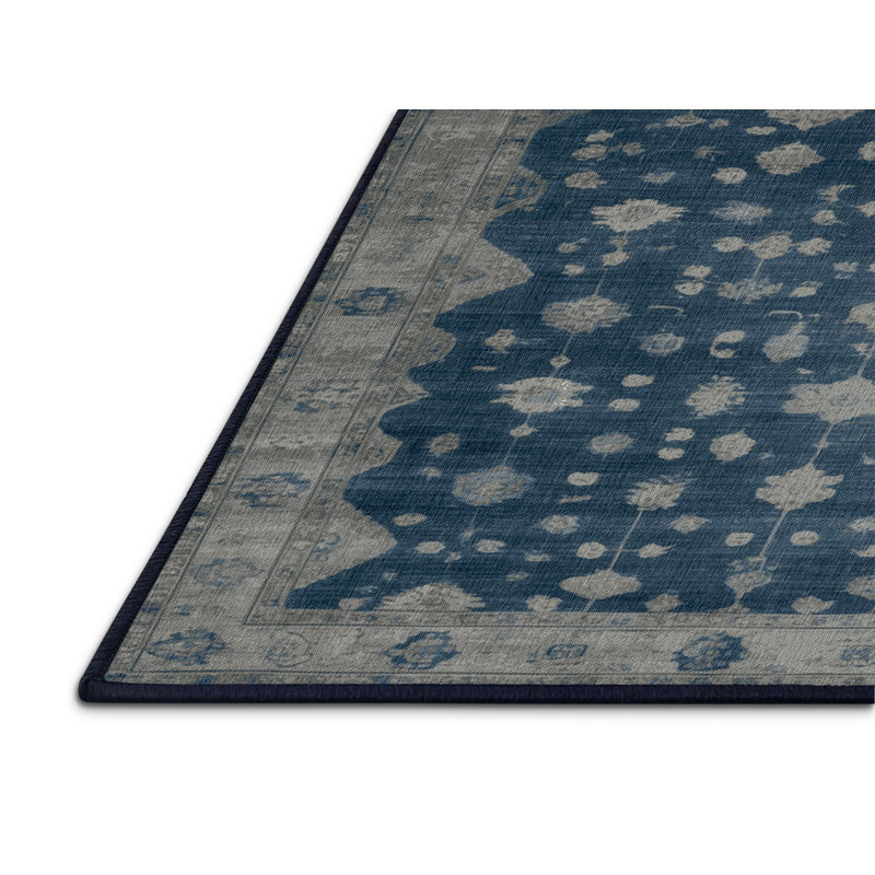 Machine Washable Overdyed Gray Area Rug, Rectangle 4' x 6'