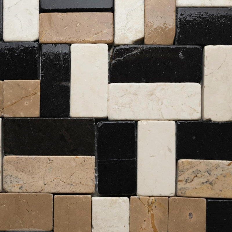 12 x 12 mosaïque mixte blanc, gris et cappuccino - idéale pour les murs et les planchers