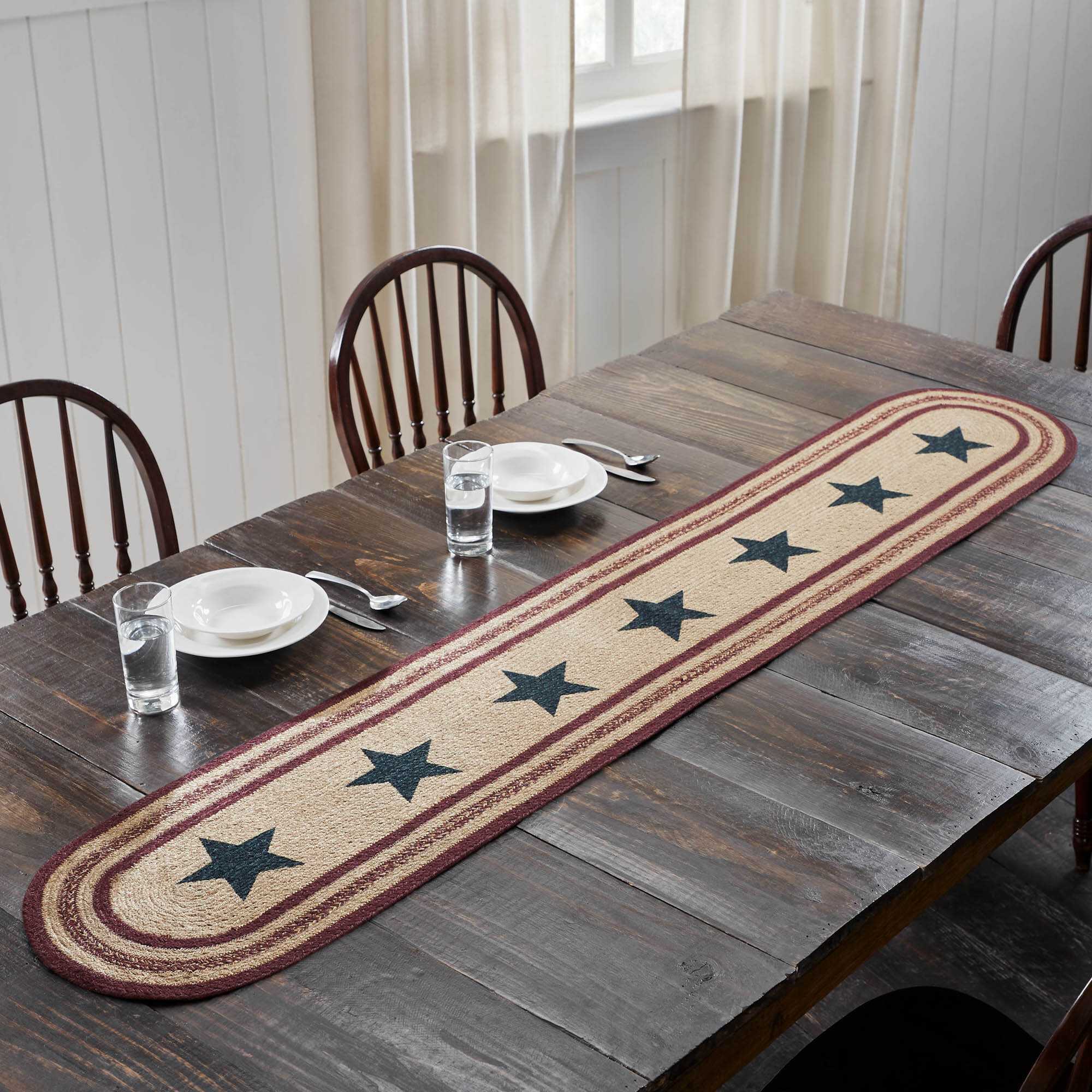 Gracie Oaks Potomac Jute Table Runner Stencil Stars | Wayfair