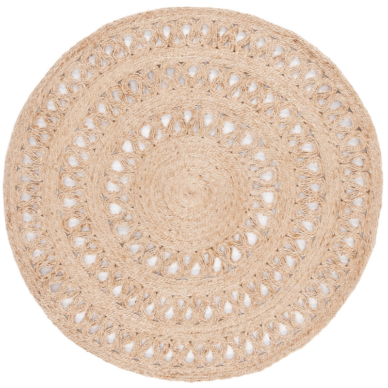 Lurae Natural Fiber Flat Weave Jute Pile Rug, Round 3'