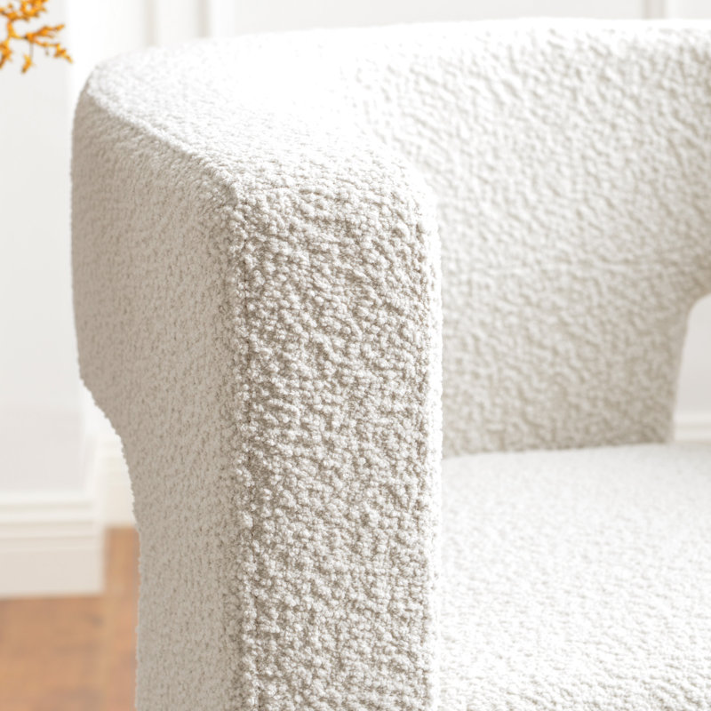 Ensemble de 2 fauteuils modernes rembourrés carrés 28 po., Mélange de polyester crème