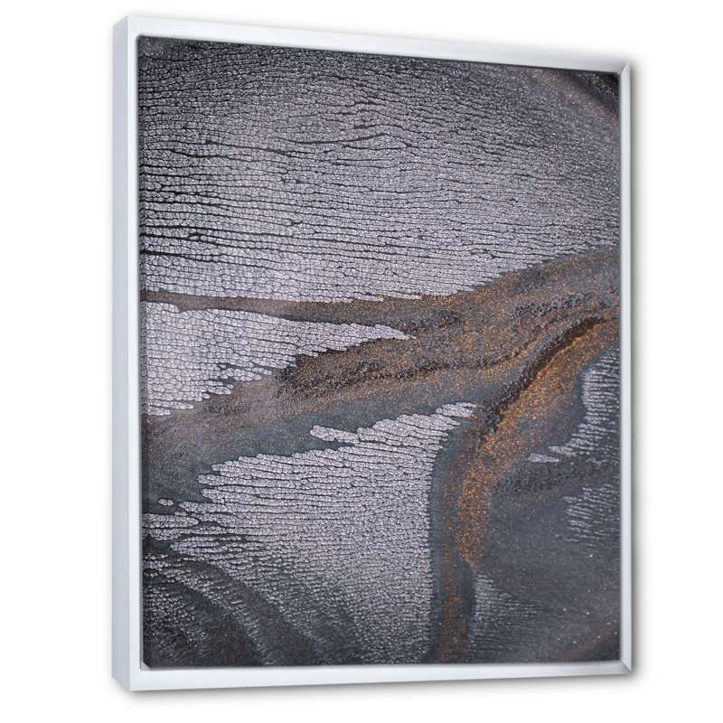Œuvre d'art moderne sur toile monochrome dramatique gris IV, Cadre photo blanc, H 40 po x l 30 po x P 1,5 po