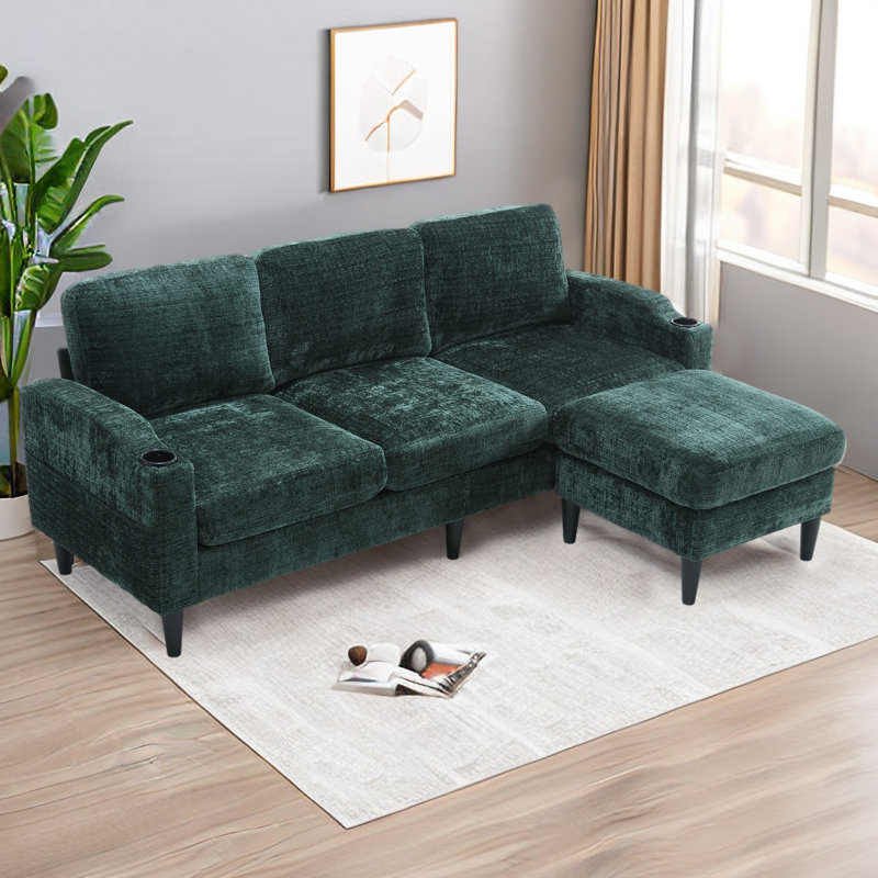 Canapé modulaire 2 pièces Adylynn, Polyester émeraude