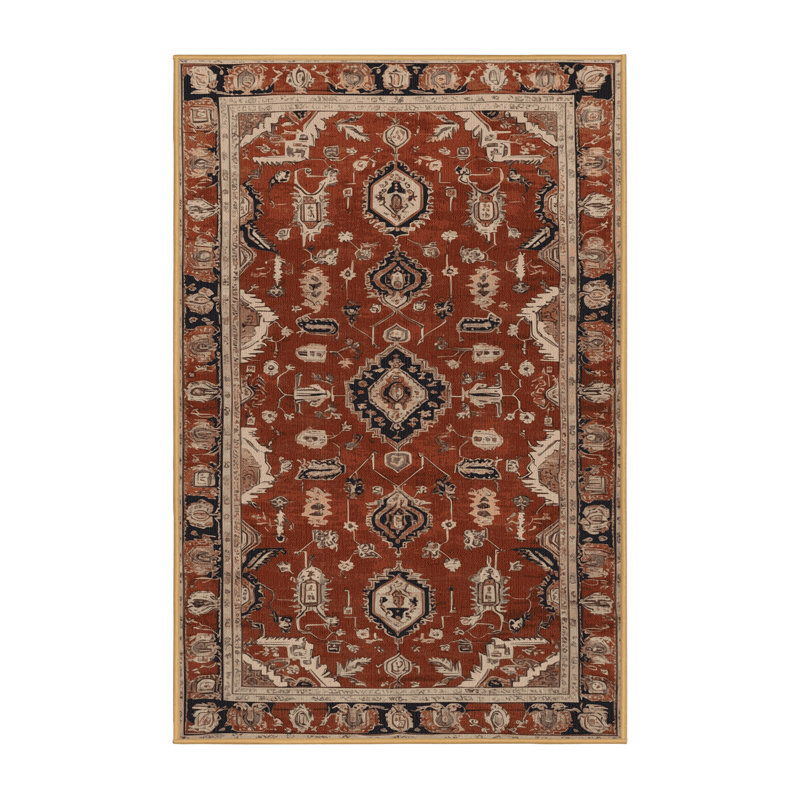 Machine Washable Persian Brown Area Rug, Rectangle 8' x 12'