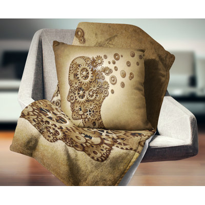 Mechanical Brain - Abstract Printed Throw Pillow