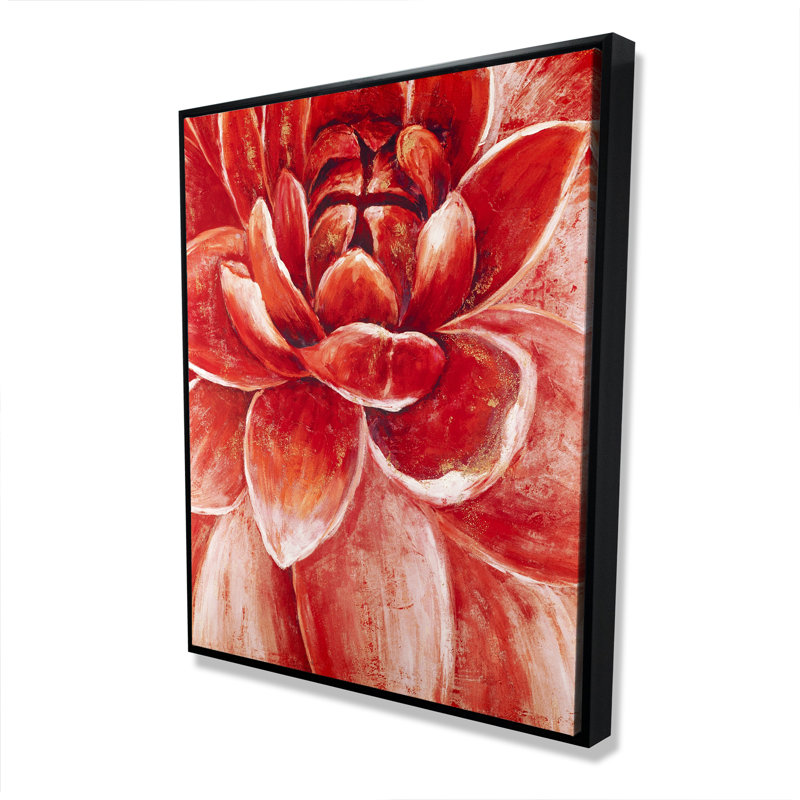 Red chrysanthemum - Contemporary Red Framed Canvas Art