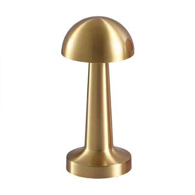 TRIXES Rechargeable Table Lamp | Brass Mushroom Lamp | Dimmable, 3-Modes | USB Chargeable Indoor Lamp
