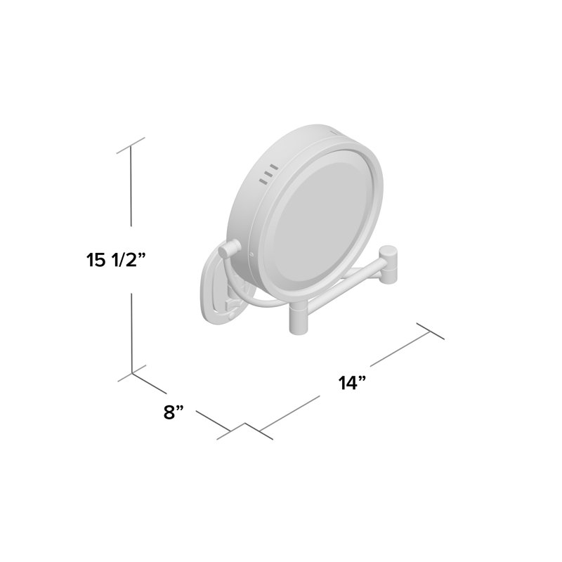 Miroir de maquillage mural grossissant lumineux 8 po Guyapi, Nickel mat