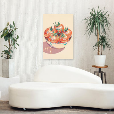 «Disco Tomato Still Life Elegant Modern Vibrant Fruit», art mural