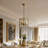 13" 3-Light Gold Cognac Flat Panel Glass Drum Chandelier