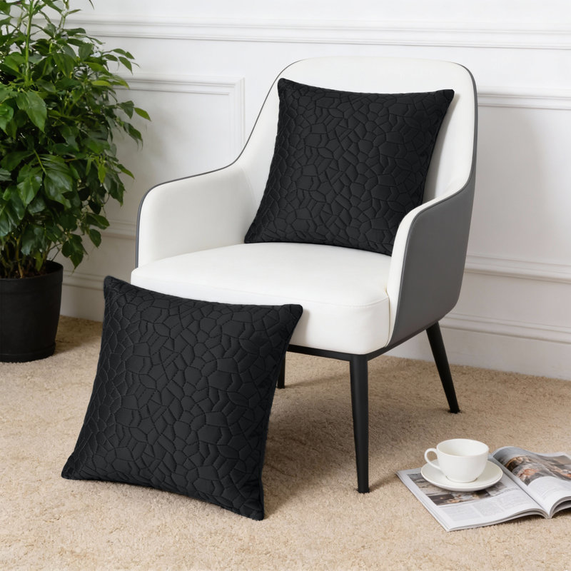 Luxury Pebbles Velvet Cushion Covers Set Of 2 Soft Throw Cushion Cases Sofa, Couch, Black