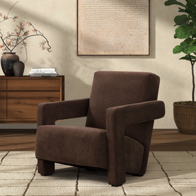 Fauteuil d'appoint moderne Olsen, Velours moka