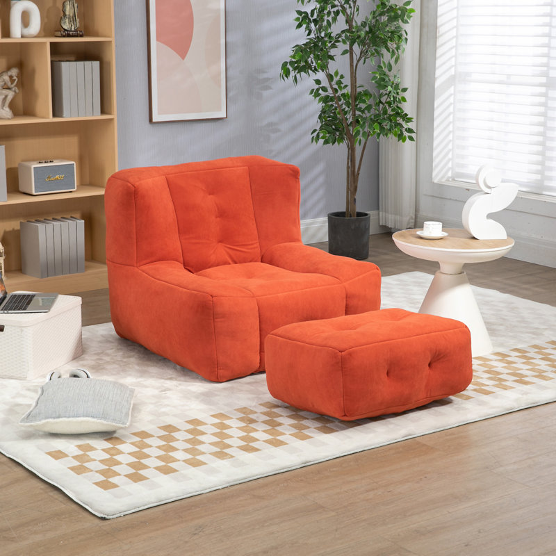 Fauteuil à billes Fluffy, Velours rouge