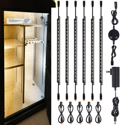 Ensemble de barre lumineuse à brancher sous meuble, éclairage pour coffre-fort à armes, 6 barres DEL de 30 cm (12 pouces) connectables avec interrupteur, blanc réglable