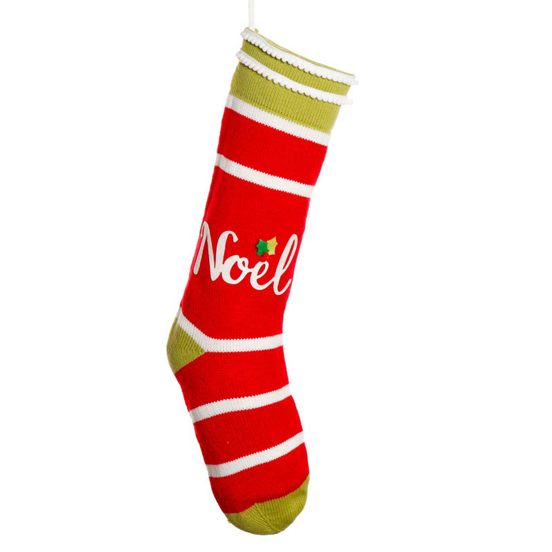 Noel Candy Striped Knit Stocking