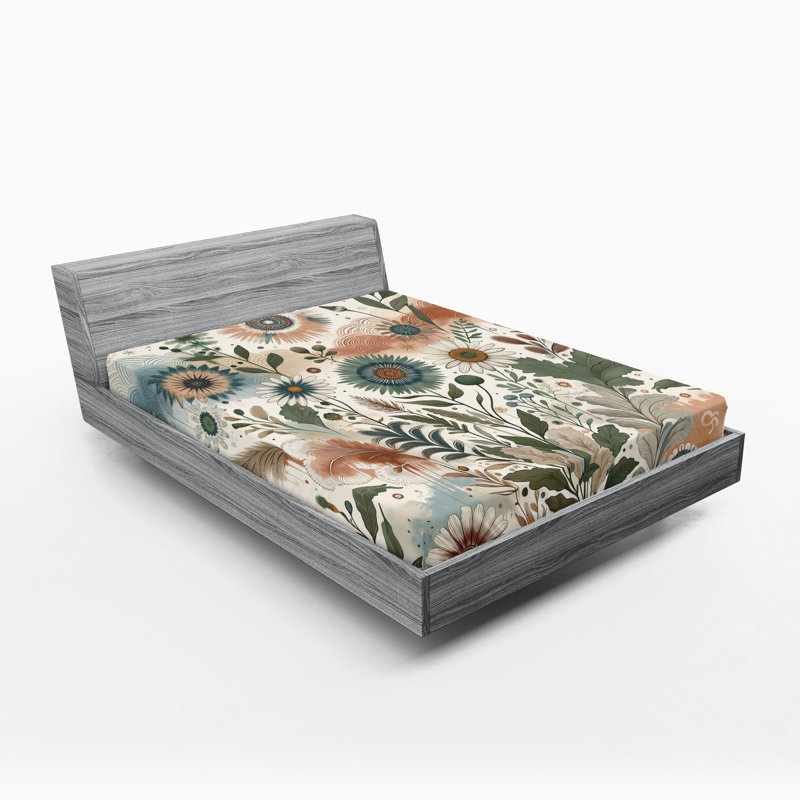 Microfiber Floral Fitted Sheet, King Fitted Sheet