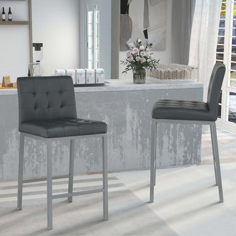 Chaise parsons en métal capitonnée Mariaines, Black
