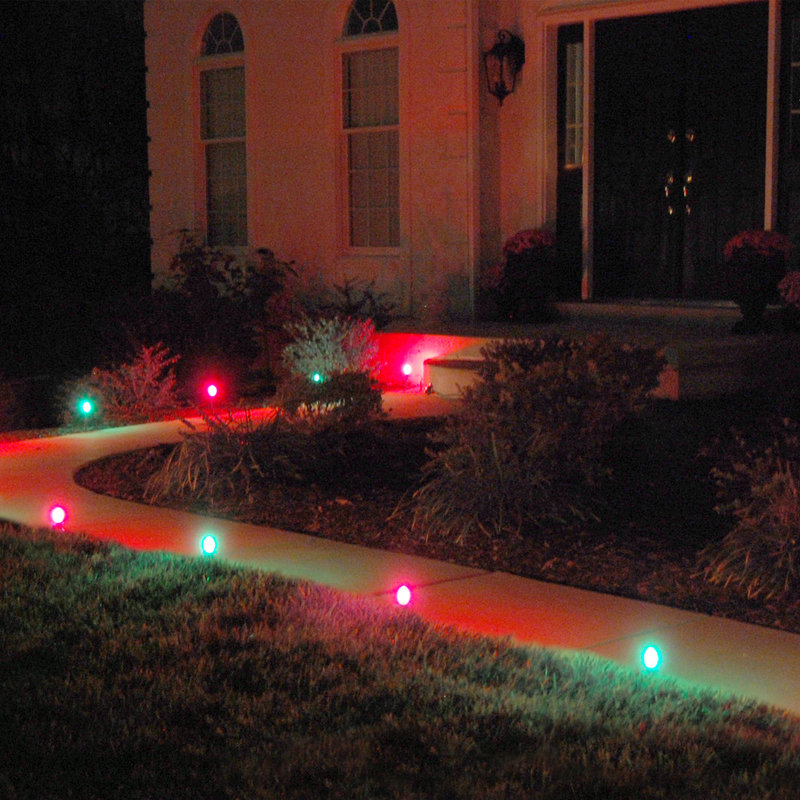 Red and Green LED Pathway Lights Multipack with Plastic Stakes