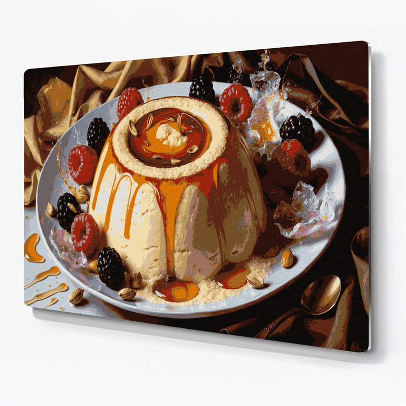 Dessert, semoule de pudding, art mural en métal noir, H 12 po x l 18 po