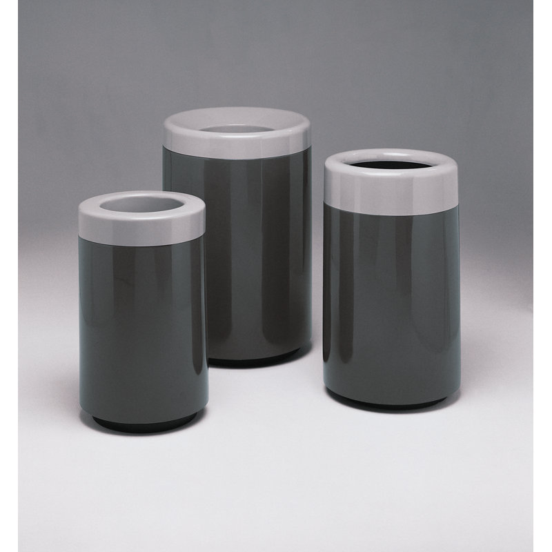 Poubelle 50 gallons series receptacle Top Entry Round, Ardoise, Anthracite, Aucun rebord