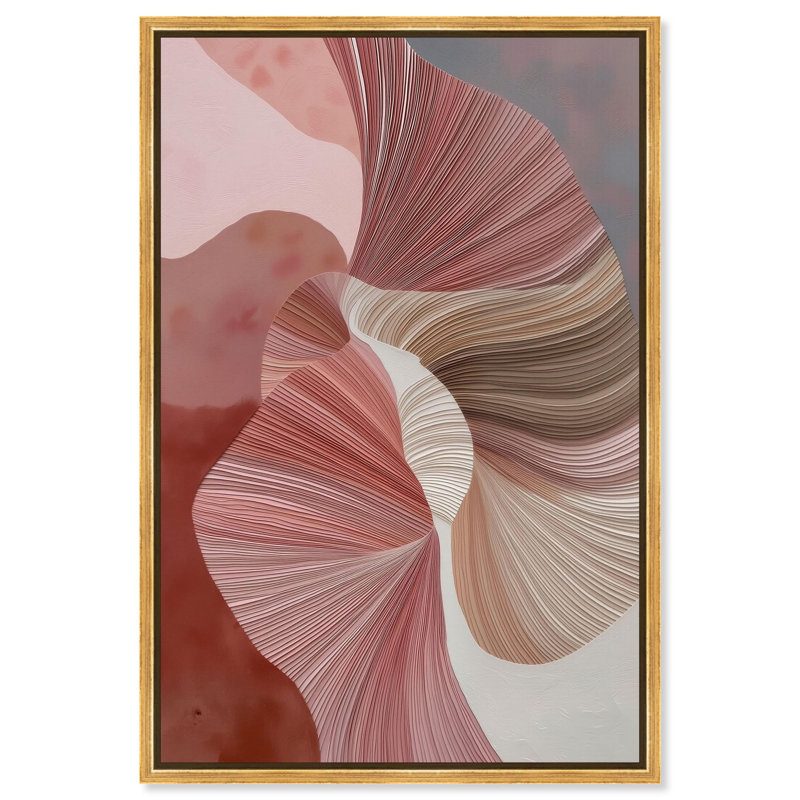 Décoration murale Boho Blush Ribbons II par Art Remedy, cadre doré, 24 x 36, H 37 po x l 25 po, Encadrement doré