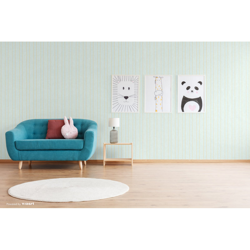 Summer-Louise Stripes 10m x 53cm Wallpaper Roll, Aqua