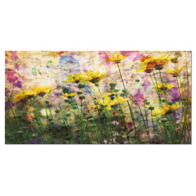«Coreopsis Flowers and Paint Splash», impression sur toile tendue