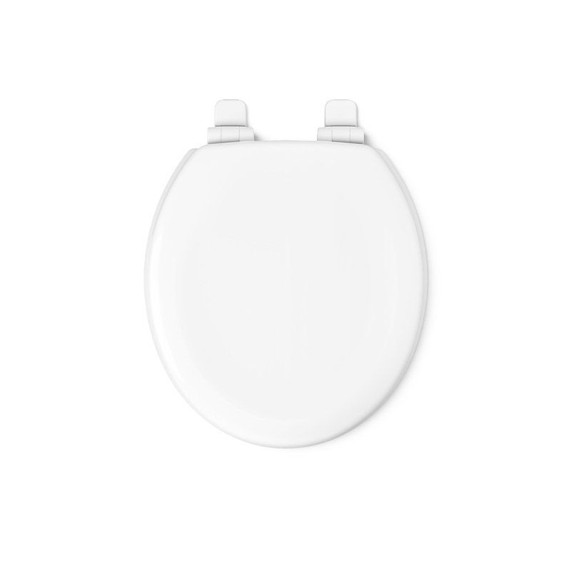 Stonewood Quiet-Close Compression-Molded Wood Toilet Seat, Round, White
