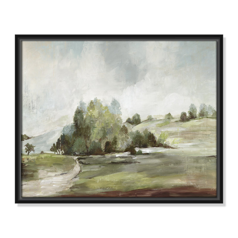 Green Country Road by Allison Pearce - Floater Frame Print on Canvas, 17.5" H x 21.5" W, Espresso