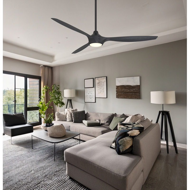 Ventilateur de plafond intelligent 65 po Pierce, Noir, Noir