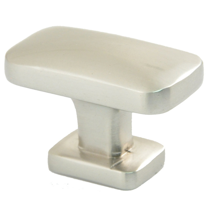 1 3/8 Length Rectangle Knob, Satin Nickel