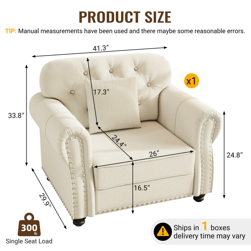 Canapé Chesterfield 41,3 po, Blanc