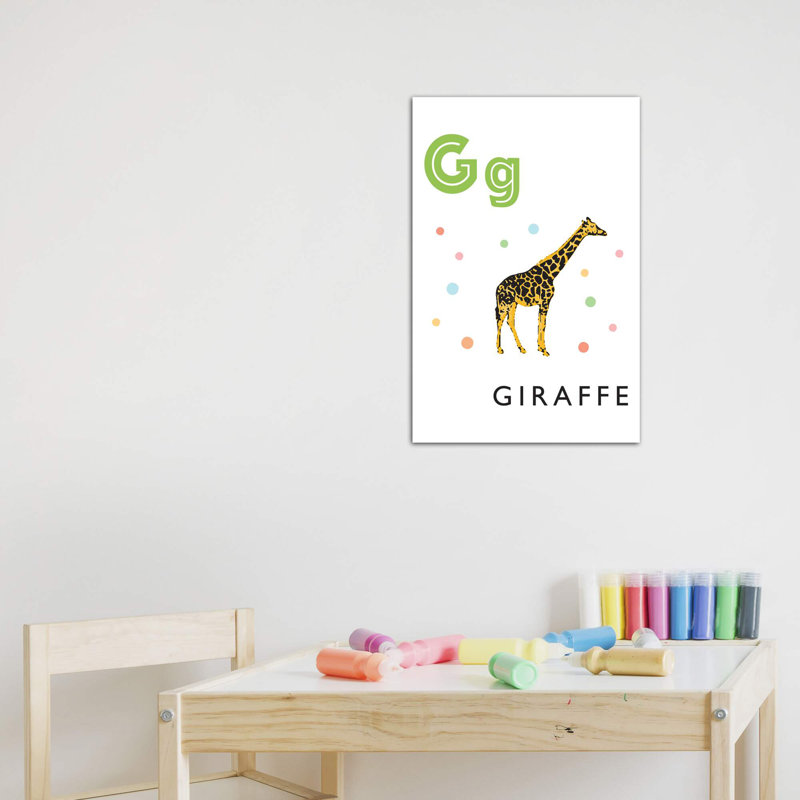 Alphabet Flash Card G - impression d'art graphique, H 60 po x l 40po x P 1,5 po, Pas de tapis, Toile tendue