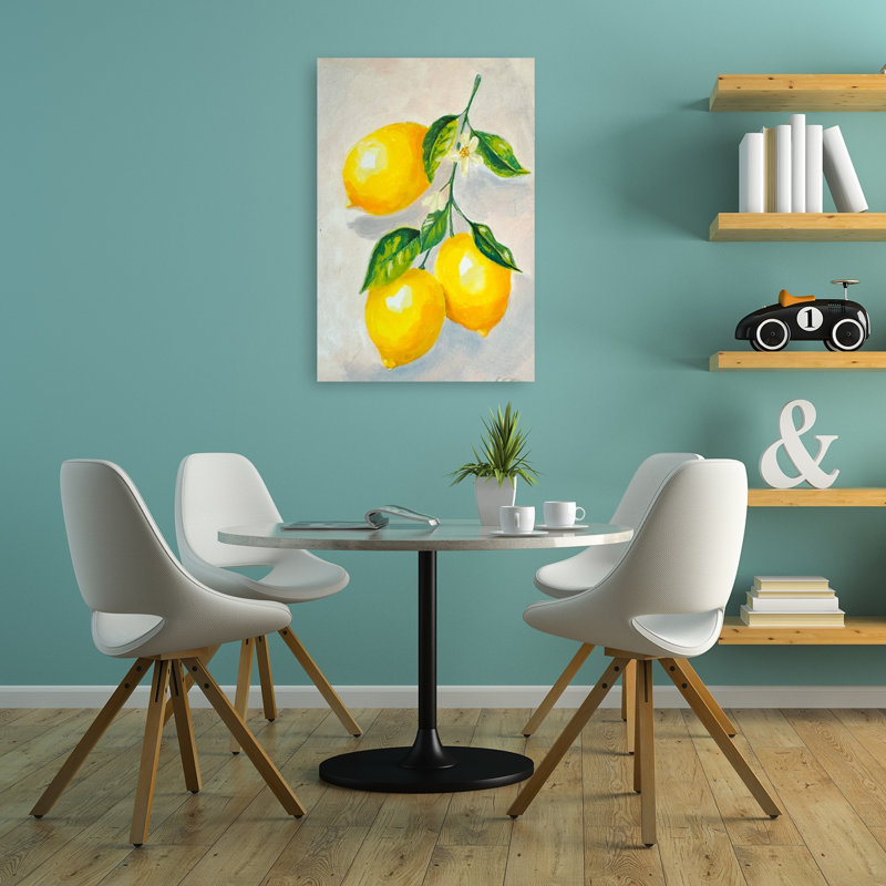 «Bright Lemon Still Life Vibrant Abstract Contemporary Flower Fruit», reproduction d'art murale, H 36 po x l 24 po