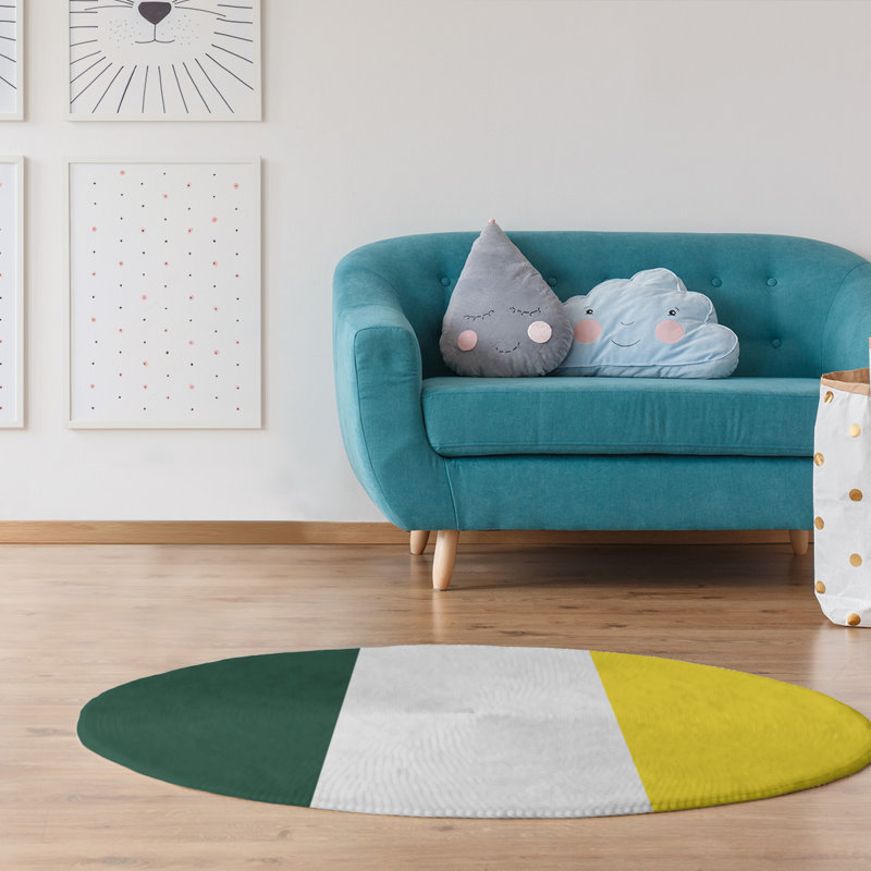 Tapis vert/jaune, Rond 5 pi