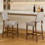 Tabouret de bar 26 po en bois d'hévéa gris clair et noyer, niveleur de sol réglable, siège spacieux pour îlot de cuisine (gris clair, ensemble de 2)-810233002