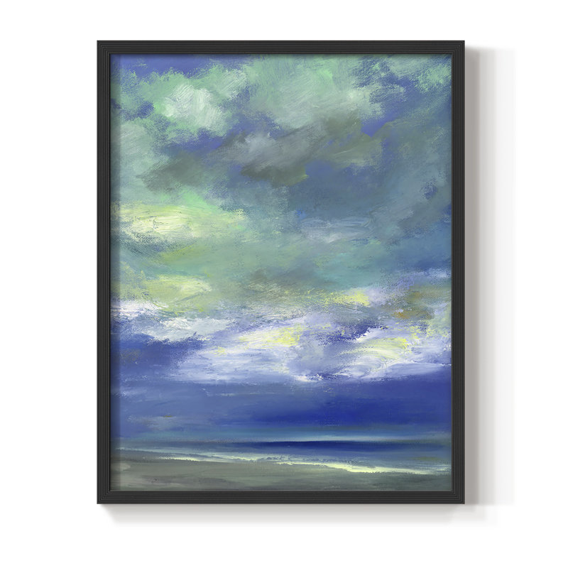 Island Midday Framed Print - Solid Wood, 28" H x 22" W, Black