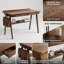 Bureau en bois massif 47,2 "avec 2 tiroirs et tablette de rangement