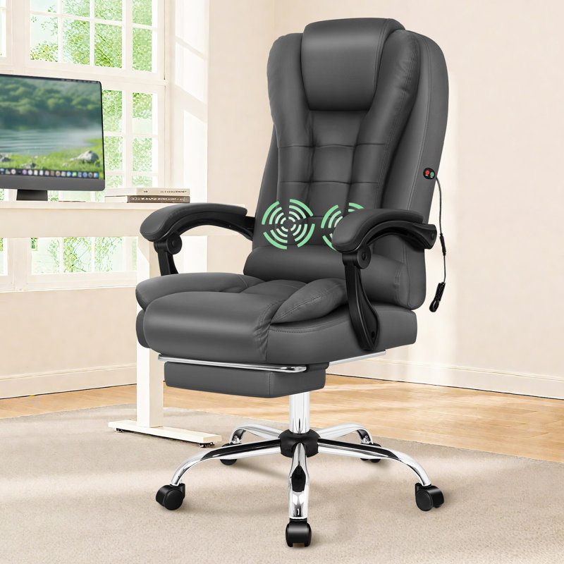 Massage Office Chair PU Leather Seat, Grey