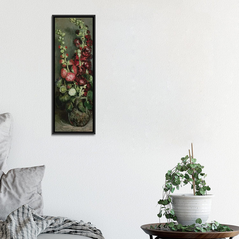 «Vase of Hollyhocks, 1886» par Vincent Van Gogh, reproduction d'art panoramique, H 36 po x l 12 po x P 1,5 po