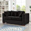 Canapé moderne cinq places, revêtement en velours, accoudoirs carrés cloutés argentés, sièges confortables, housses amovibles, housses de coussin avec fonction rangement