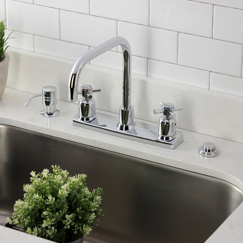 Kingston Brass Concord Two-Handle 2-Hole 8" Centerset Kitchen Faucet, Polished Chrome