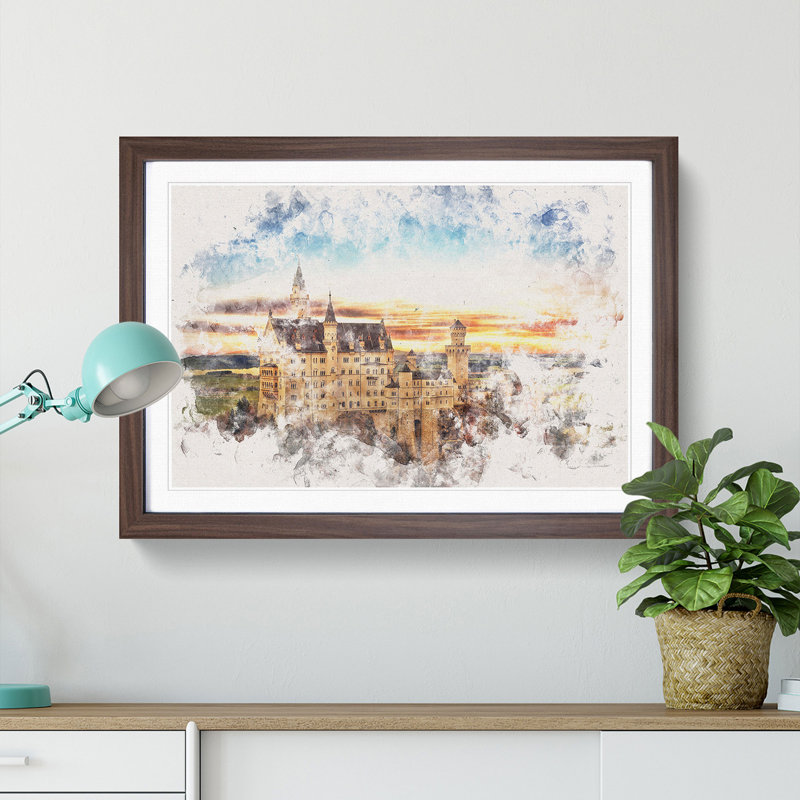 Neuschwanstein Castle - Framed Print, Walnut Framed, 62cm H x 87cm W x 2cm D