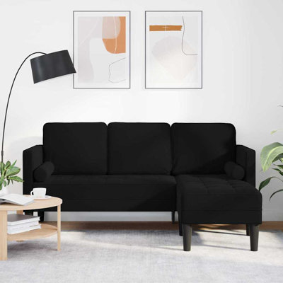 Ensemble de canapé vidaXL avec coussin en polyester noir