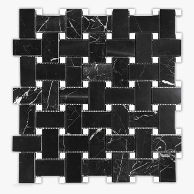 Carreau de mosaïque en marbre pour mur et plancher 12 po x 12 po Nero